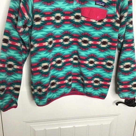 Patagonia Synchilla Wild Desert: Beryl Green Aztec Print SnapT Fleece Size Small - Picture 4 of 10